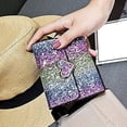 thumbnail image 4 of Cartera pequeña JanHm lentejuelas de metal multicolor mini billetera cerrojo de retazos de cuero PU para mujeres y niñas, 4 of 5