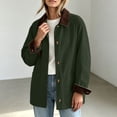 thumbnail image 2 of Qualvora Women's Barn Jacket, Corduroy Collar Button Front Utility Coat, Long Sleeve Patch Pockets Solid Color, Fall Winter Casual Workwear Everyday Wear, Women's Trendy, 2 of 8