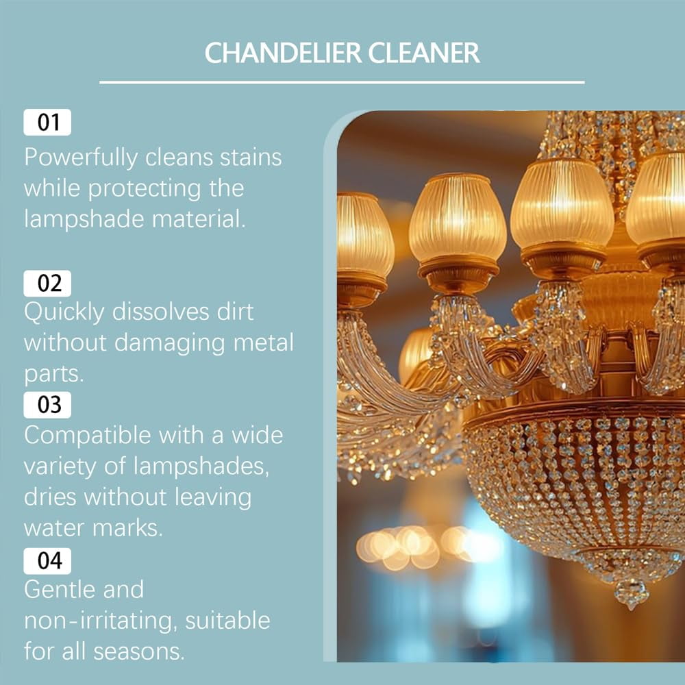 Borikise Chandelier Cleaning & Care Spray, Easy Spray Care Solution for Glass Chandeliers, Restores Shine & Clarity for Ceiling Lights & Fixtures