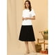 thumbnail image 4 of Blusa con cuello Peter Pan para Mujer Allegra K Floral Jacquard Puff Manga corta Blanco M, 4 of 6