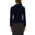 thumbnail image 3 of MODA NOVA Juniors Notched Lapel Long Sleeve Button Office Business Velvet Blazer Dark Blue M, 3 of 5