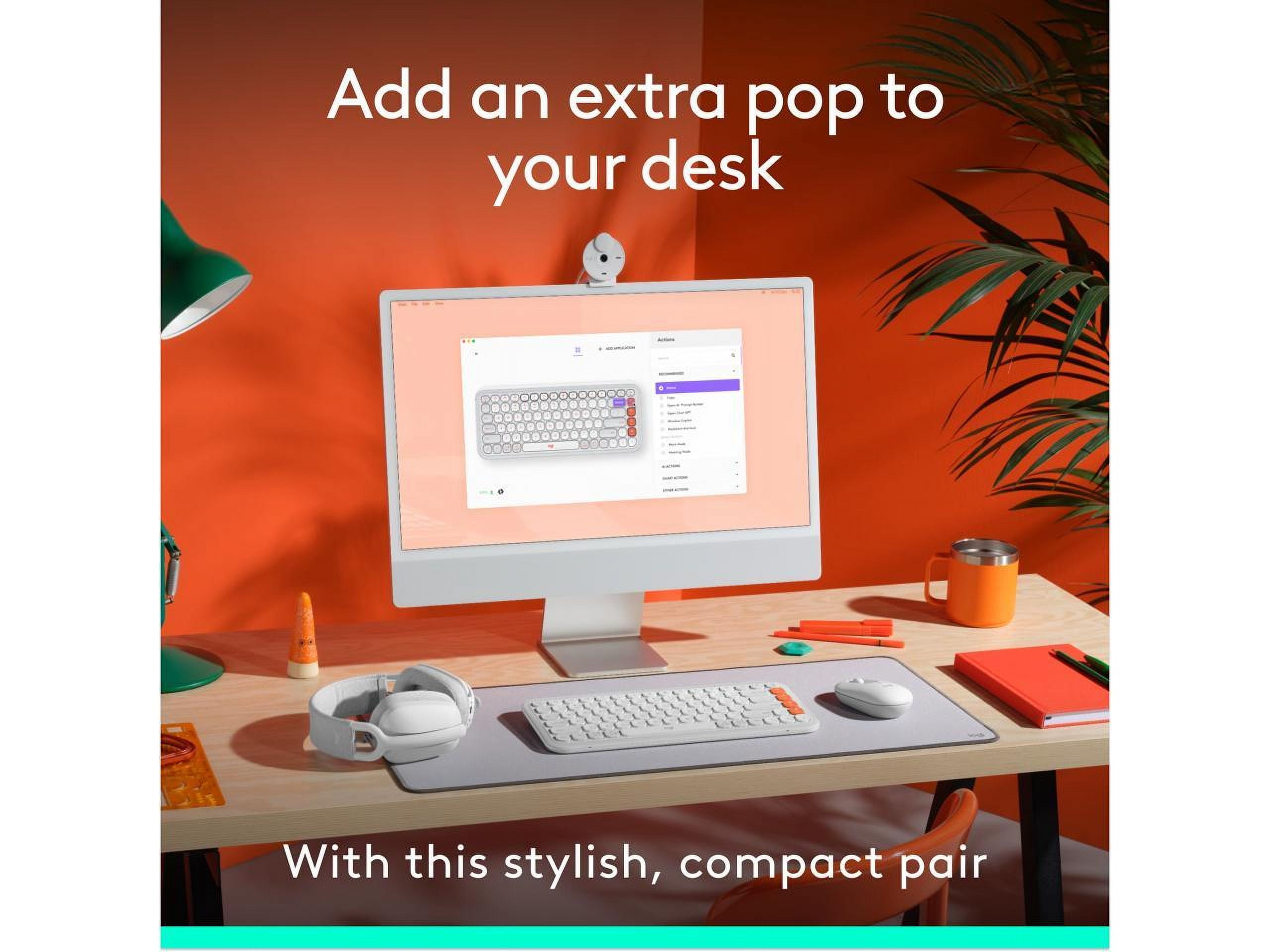 Logitech POP ICON Combo, Bluetooth Keyboard and Mouse Combo, Comfortable Typing, programmable Keys and Buttons, Off-White