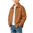 thumbnail image 4 of Girls Corduroy Shirts Button Down Soft Casual Long Sleeve Kids Fall Shirts Khaki 6-14 Years, 4 of 9