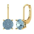 thumbnail image 2 of 4 Ct Round Cut Drop Dangle Blue Crystal 18K Yellow Solid Gold Everyday Dainty Earrings Lever Back, 2 of 7