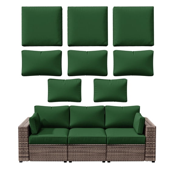 Pakunoda 8Pcs Cushion Covers for Outdoor Furniture, Waterproof Patio Cushion Covers Replacement Slipcovers with Zipper, Washable Reusable Outdoor Cushion Covers Green, Covers Only