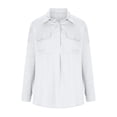 thumbnail image 3 of Tops de Mujer Blusas de Manga Larga Solapa de Un Solo Pecho Color Sólido Camisa Elegante Bolsillo Superior Odeerbi ODB186631, 3 of 7