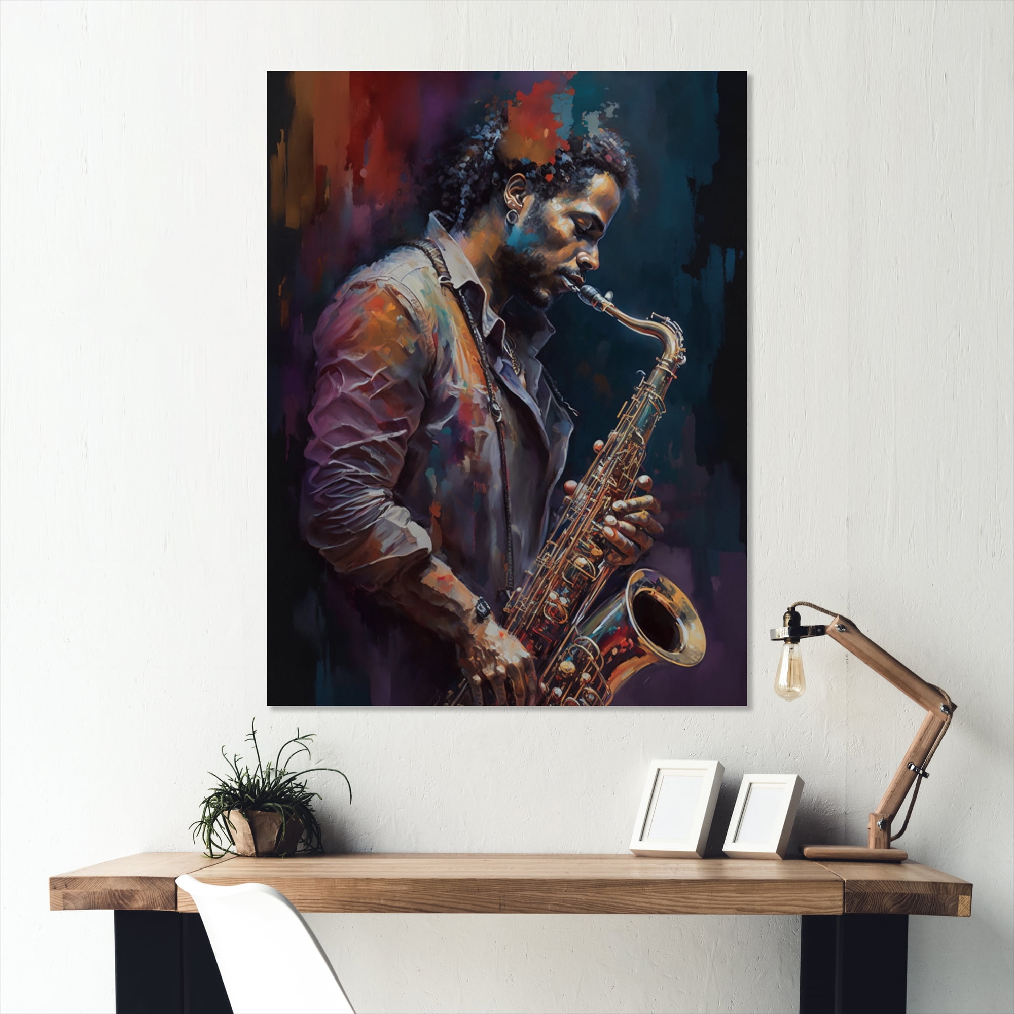Designart Saxophone Player On Stage III Canvas Wall Art