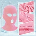 thumbnail image 3 of 3 Pieces 3-Hole Ski Mask Knitted Face Cover Winter Balaclava Full Face Mask for Men Women Outdoor Sports (Pink), 3 of 7