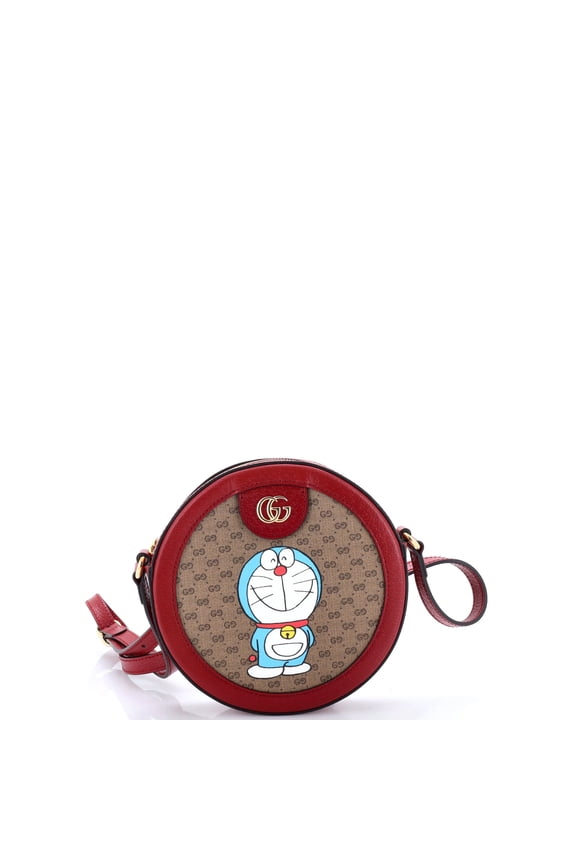 Pre-Owned Doraemon Round Shoulder Bag Printed Mini GG Coated Canvas By Rebag