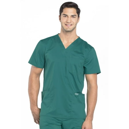 

Cherokee Workwear Revolution Scrubs Top for Men V-Neck Plus Size WW670 3XL Hunter Green