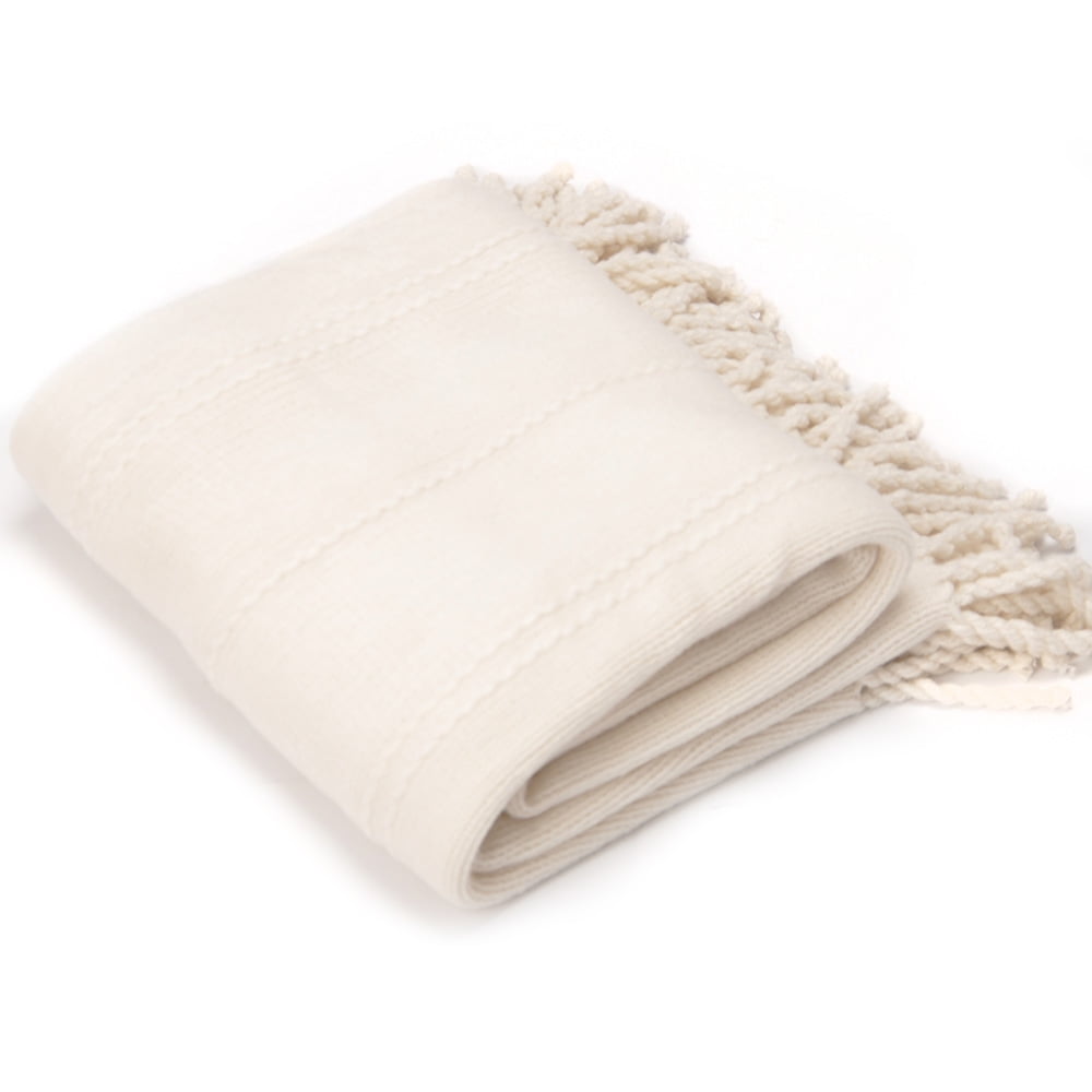 Battilo Cream Throw Blanket for Couch, Knitted White Throw Blankets for