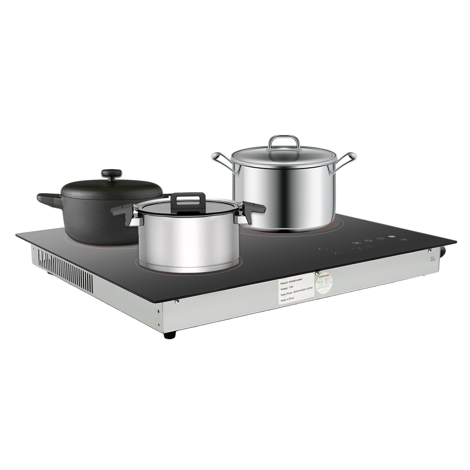 ChicHomey 2600W 3-Burner Ceramic Cooktop,Infrared Heating,LED Display,Top Touch Timing,Child Safety Lock,for Kitchen/Restaurant/Hotel​
