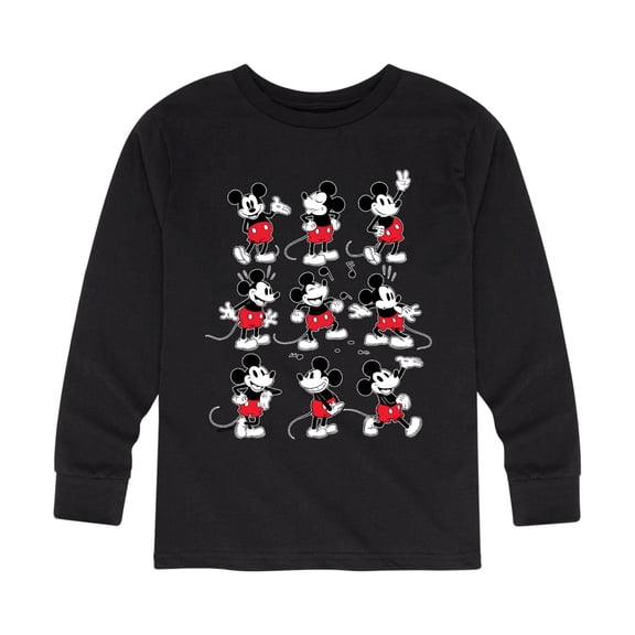 Mickey & Friends - Mickey Poses Grid - Toddler And Youth Long Sleeve Graphic T-Shirt