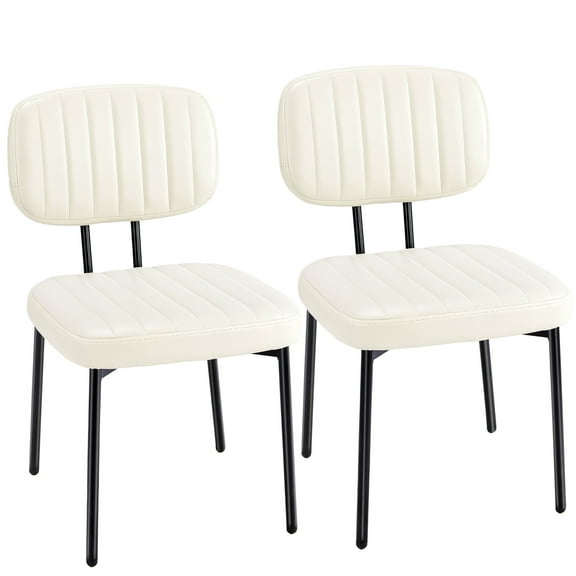 CONCETTA Modern PU Leather Dining Chairs Comfortable Kitchen Chairs for Home Dining Room Chairs Set of 2, White