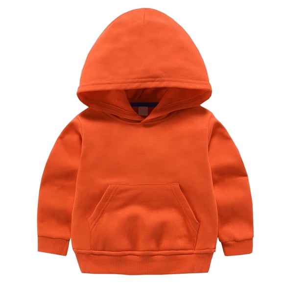 Toddler Fleece Pullover Hoodies, Kids Boys Girls Long Sleeve Hooded Sweatshirts with Pockets Casual Loose Solid Color Fall Winter Hoodie Tops Sweaters Orange 5-6T