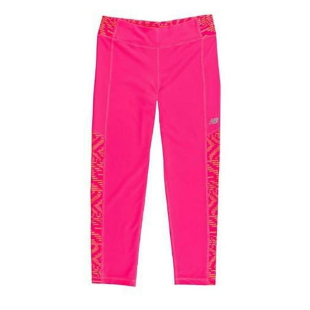 New Balance Girls' Performance Crop, Pink & Speed Glitch, Sz4