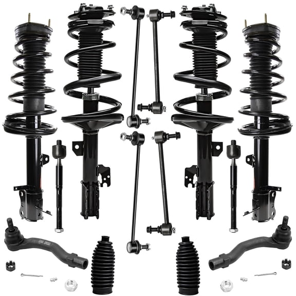 Detroit Axle - AWD Front Rear Strut Coil Spring Sway Bar Tie Rod Kit Replacement for 2001-2003 Toyota Highlander - 14pc Set