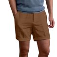 thumbnail image 2 of Men's Cotton Linen Shorts with Drawstring Elastic Waist Shorts Lightweight Breathable Casual Summer Linen Shorts Flat Front Cotton Linen Daily Wear Outfit with Pockets,Brown L, 2 of 4