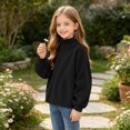 thumbnail image 5 of Mitankcoo Girls Mock Neck Ribbed Top Kids Loose Long Sleeve Pullover Sweatshirt for Fall Winter Casual Daily Outfits 4-15Y, 5 of 8