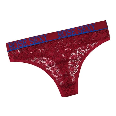 

New Hot For Women Hollow-out Seeing Through Letter Print Low Waist Skinny Short Panties 5 Pack