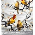 thumbnail image 1 of Soimoi White Cotton Poplin Fabric Fish,Bird & Yacht Bird Decor Fabric Printed BTY 56 Inch Wide, 1 of 1