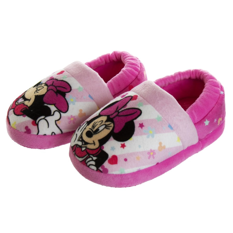Disney Minnie Mouse "Happy Go Lucky" Girls Dual Sizes Slippers, Pink, 5-6