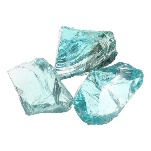 Uxcell Fire Glass for Fire Pit, 1.97"-3.15" High Luster Reflective Glass Rocks, Blue