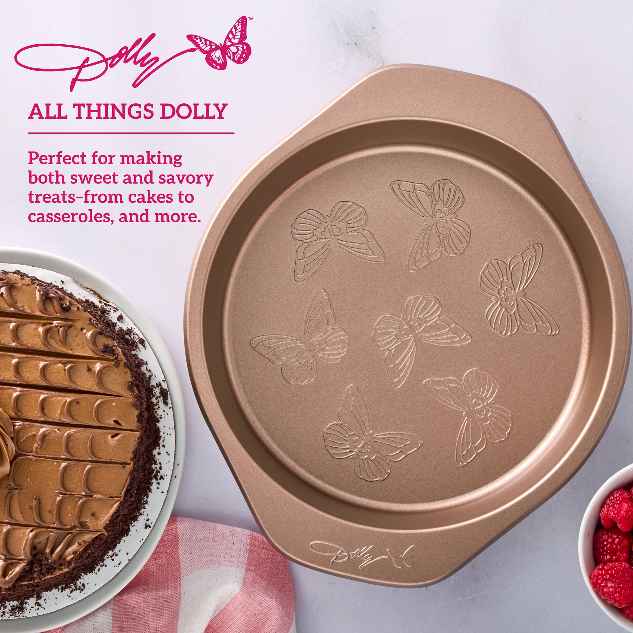 Dolly Parton Butterfly Stamp 9" Carbon Steel Round Non-Stick Cake Pan