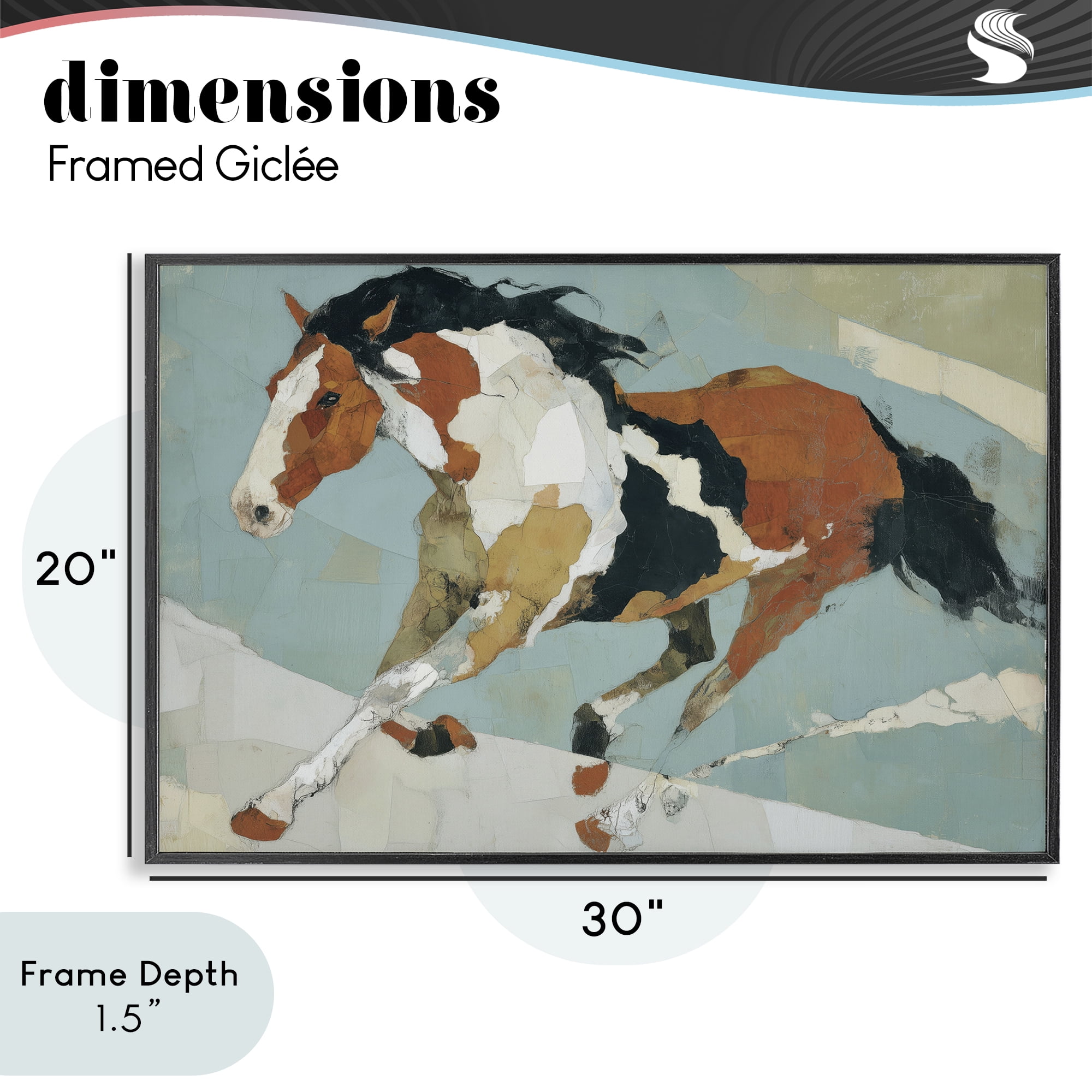 Stupell Industries Paint Horse in Motion Black Framed Giclee Art, design by Chromatic Storm Studio