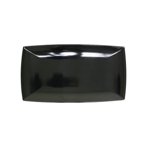 Excellante Classic black extra heavy weight melamine dinnerware collection 13" x 6 1/2" tray, 1" deep, comes in dozen
