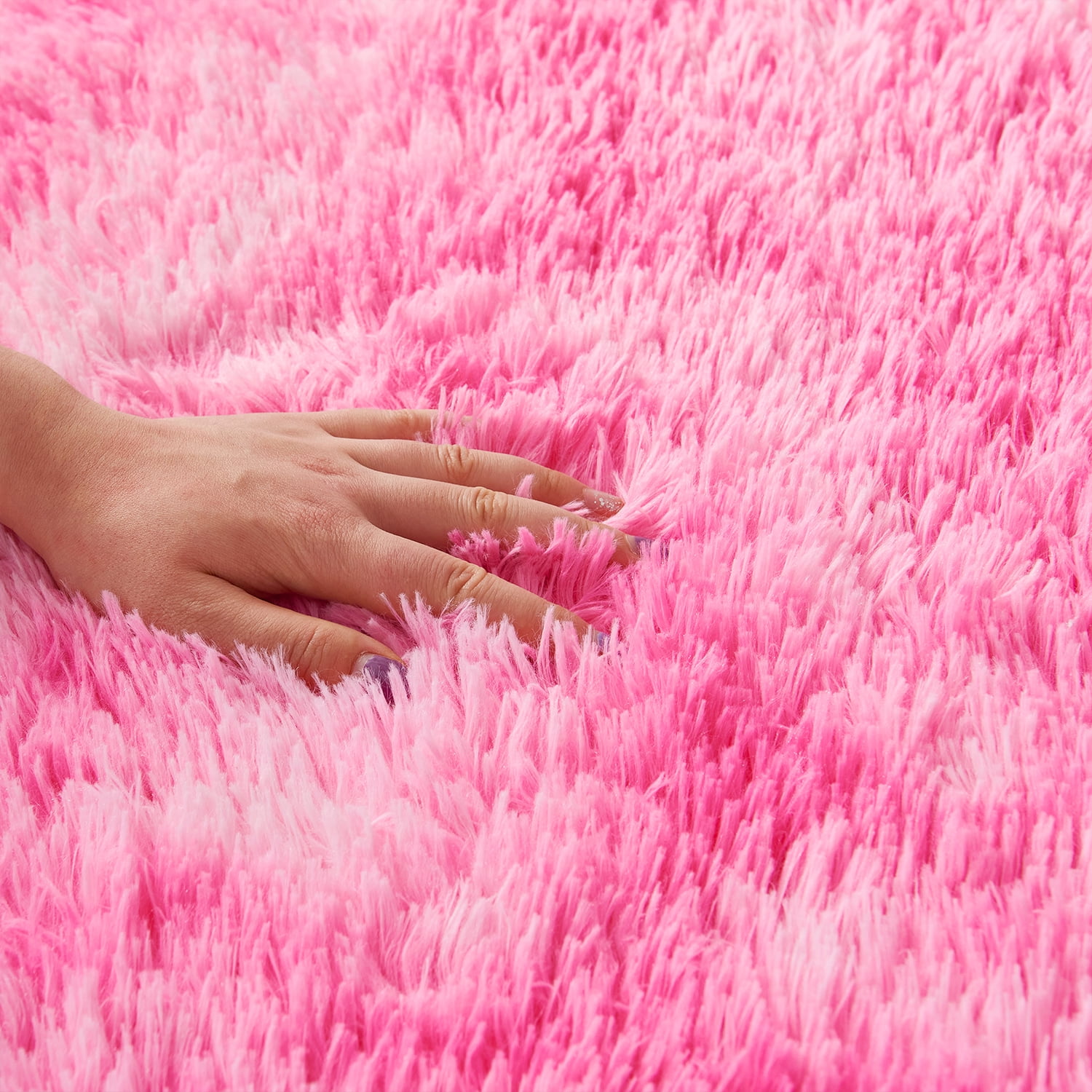 MerryHome Soft Plush Faux Fur Area Rug 3x5 Feet, Luxury Rectangular Fuzzy Carpet, Pink