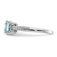 thumbnail image 4 of Sterling Silver Rhodium Diamond & Light Blue Topaz Ring, 4 of 6