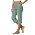 thumbnail image 2 of Capri Pants for Women Elastic Waist Relaxed Fit Casual Soft Cotton Linen Pants with Pockets Summer Outdoor Athletic Hiking Mint Green L, 2 of 7