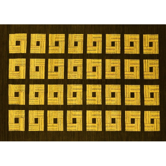 Ahgly Company Indoor Rectangle Abstract Yellow Modern Area Rugs, 4' x 6'