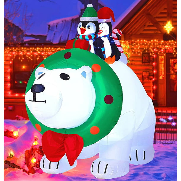 Acekid Christmas Inflatables 9Ft Christmas Inflatable Polar Bear Blow ...
