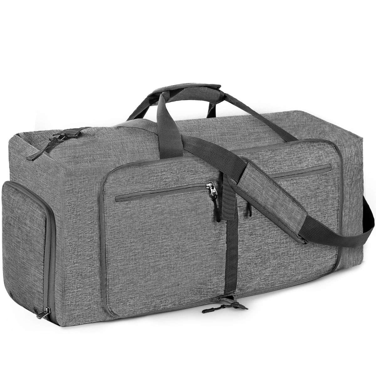 Spencer 85L Travel Duffel Bag for Men, 27" Extra Large Sport Duffle Bag Foldable Weekender Bag with Shoes Compartment, Overnight Carry on Bag Waterproof & Tear Resistant, Gray