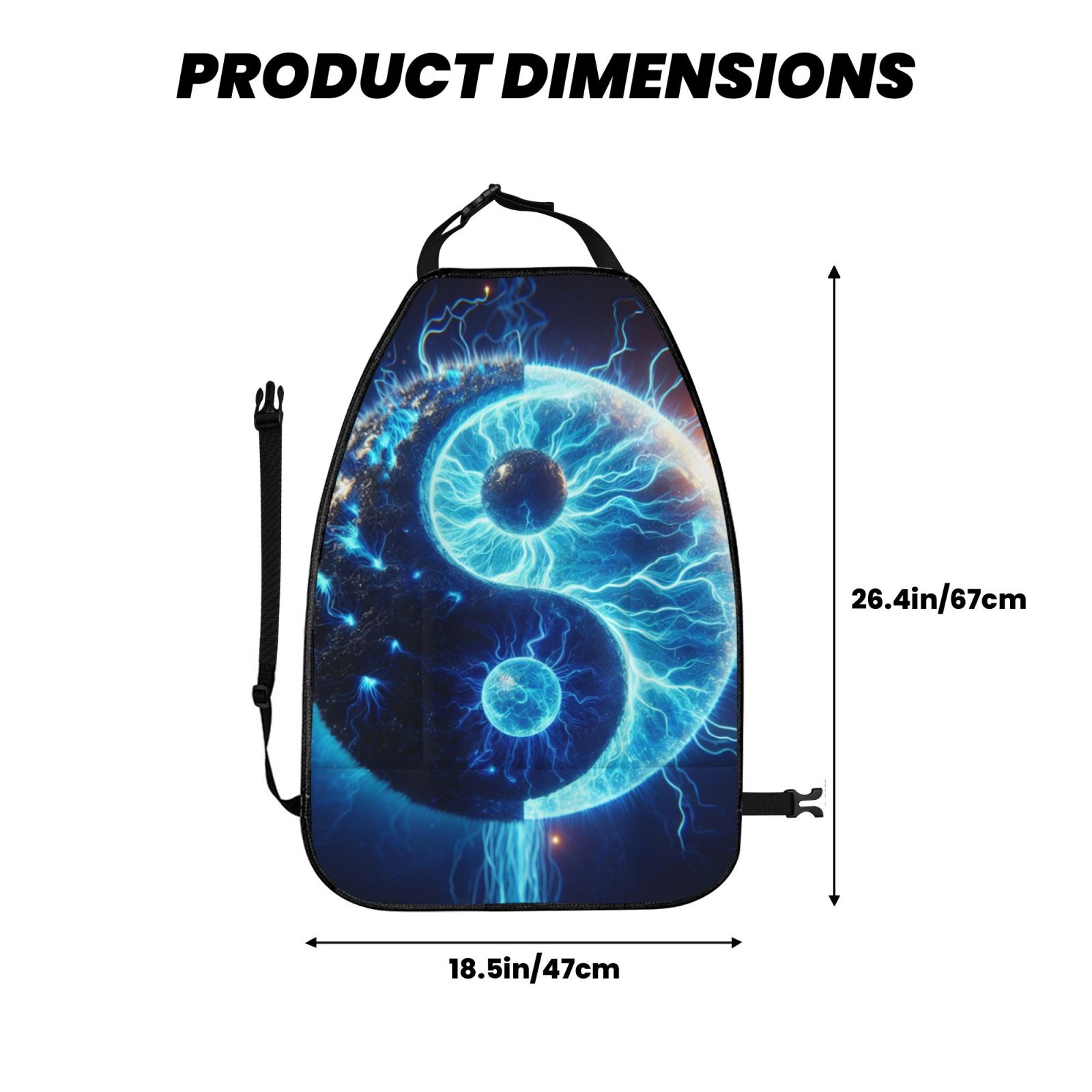 Xecao Blue Yin And Yang Pattern Car Seat Back Protector 2 Pack Large Capacity Pocket, Kick Mats Back Seat Protector