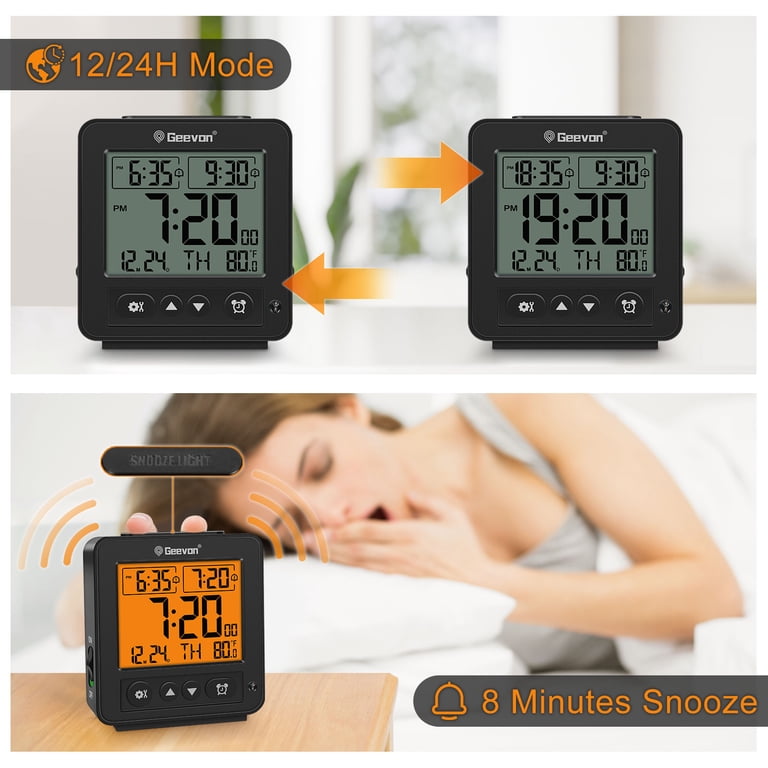 Geevon Smart Night Light Digital Travel Alarm Clock, Black photo 5