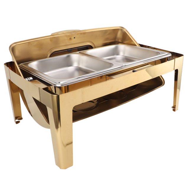 Buffet Réchaud 9 L Plat à Réchaud avec Couvercle en Verre, Réchaud Alimentaire en Acier Inoxydable Structure Pratique Entretien Facile pour Traiteur