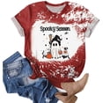 thumbnail image 2 of Akiihool Halloween Costumes Women Women Funny Cute Boo Ghost Halloween Thanksgiving Fall Pumpkin Spooy Season Letter Print Graphic Short Sleeve Tee Shirt Red,XL, 2 of 5