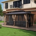 thumbnail image 4 of Gymax Pavillon à Toit Rigide à Double Toit 12 Pieds x 20 Pieds avec Toit en Acier Galvanisé, Moustiquaire et Rideaux, 4 of 10