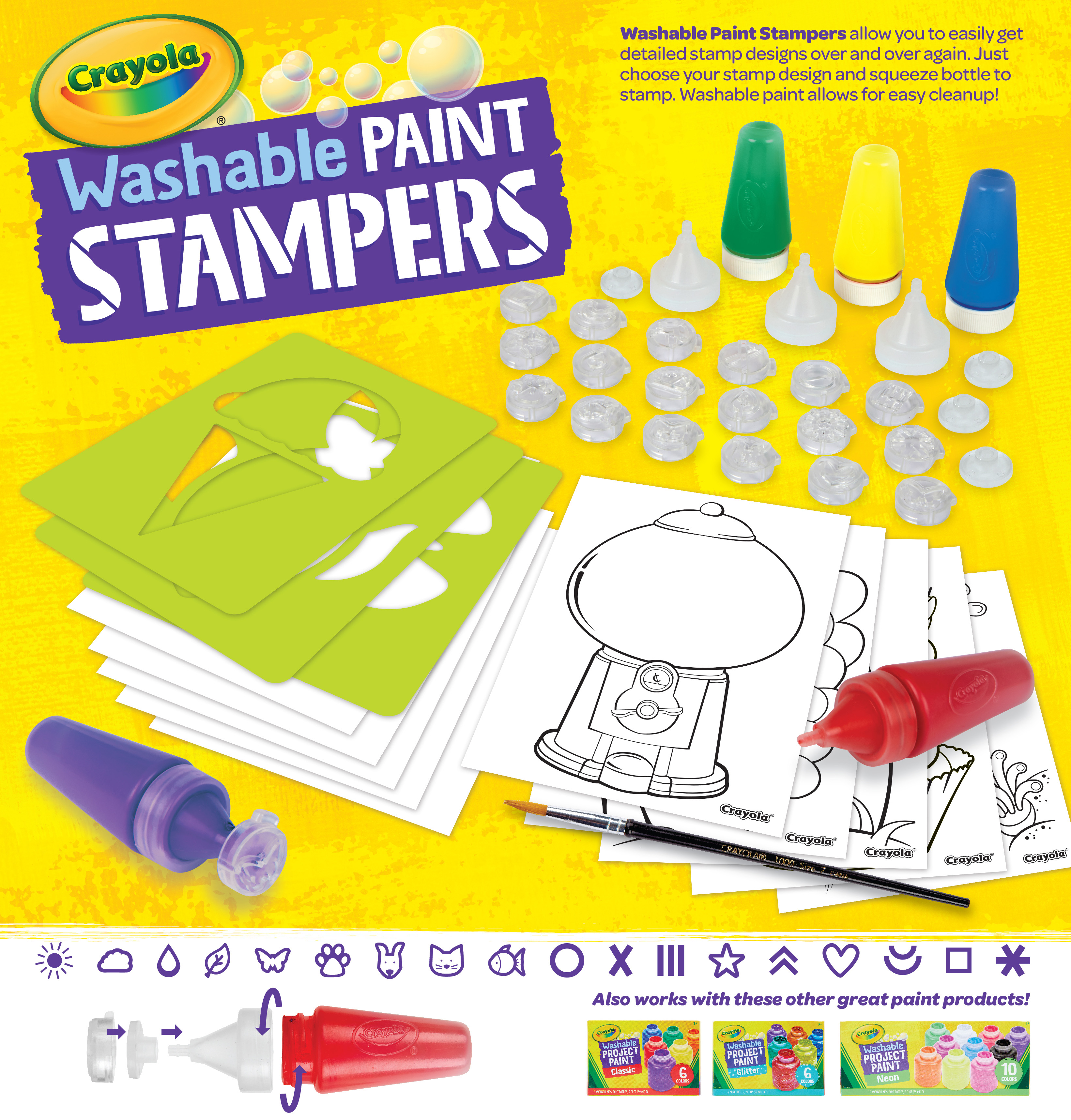 Crayola Washable Paint Stampers, Kids Paint Set, 45 Pieces, Beginner Child - image 3 of 9