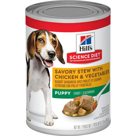 Hill's Science Diet (Spend $20, Get $5) Puppy Canned Dog Food, Savory Stew with Chicken & Vegetables, 12.8 oz, 12 Pack wet dog food-See description for rebate (Best Dogs To Get As Puppies)