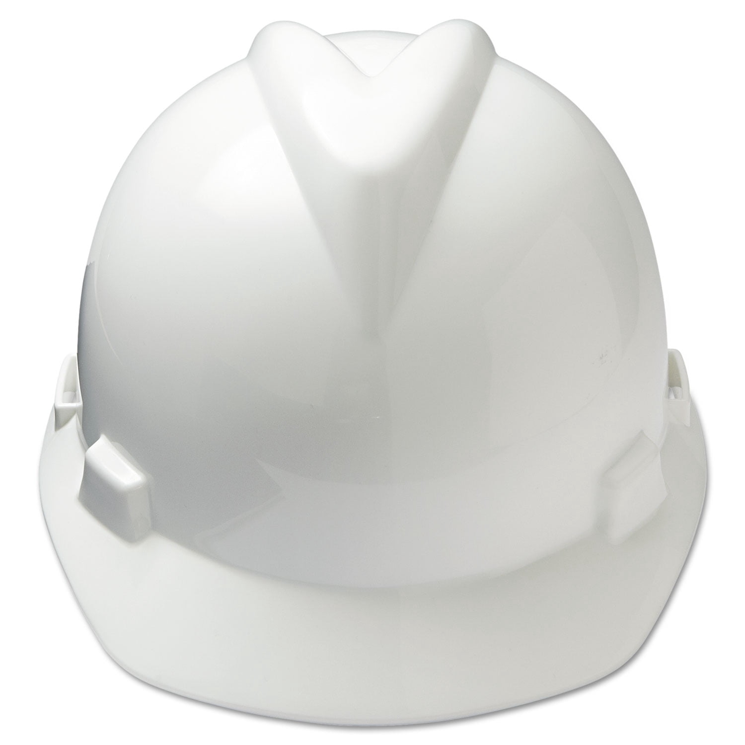 MSA 477482 V-Gard Cap Style Safety Hard Hat With Fas-Trac III Ratchet Suspension | Polyethylene Shell, Superior Impact Protection, Self Adjusting Crown Straps - Large Size in White