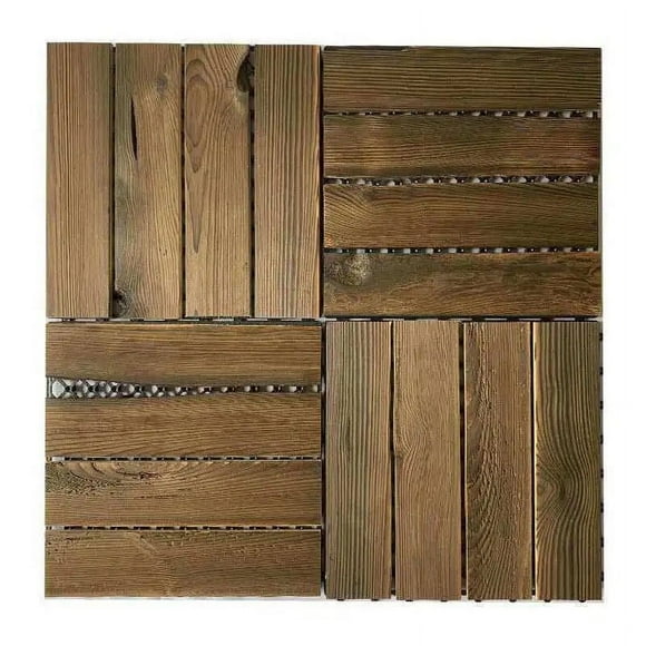 Jinsinto Acacia Wood Decking Tiles with Interlocking and Drainage System for 1pcs 30 x 30 cm Tiles for Garden, Patio