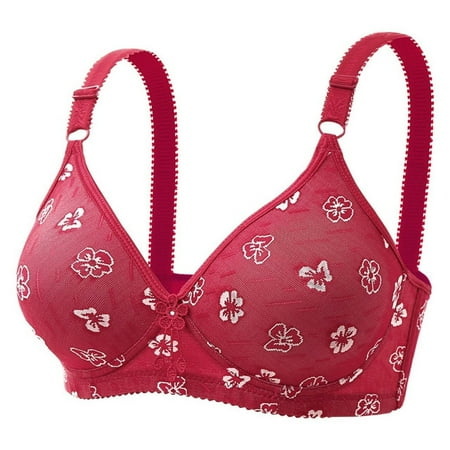 LEEYNEER Clearance Floral Print Padded Bralette for Women Plus Size Woman Sexy Ladies without Steel Rings Sexy Vest Large Lingerie Everyday Bra