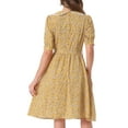 thumbnail image 3 of INSPIRAR CHIC Vestido Midi Floral de Manga Abullonada con Cuello Peter Pan y Cintura Alta M Amarillo, 3 of 6