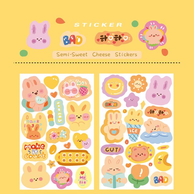 Mohamm, 2 uds./1 caja de pegatinas, decoración bonita de dibujos animados, papelería para álbumes de recortes, suministros escolares Tan Jianjun unisex