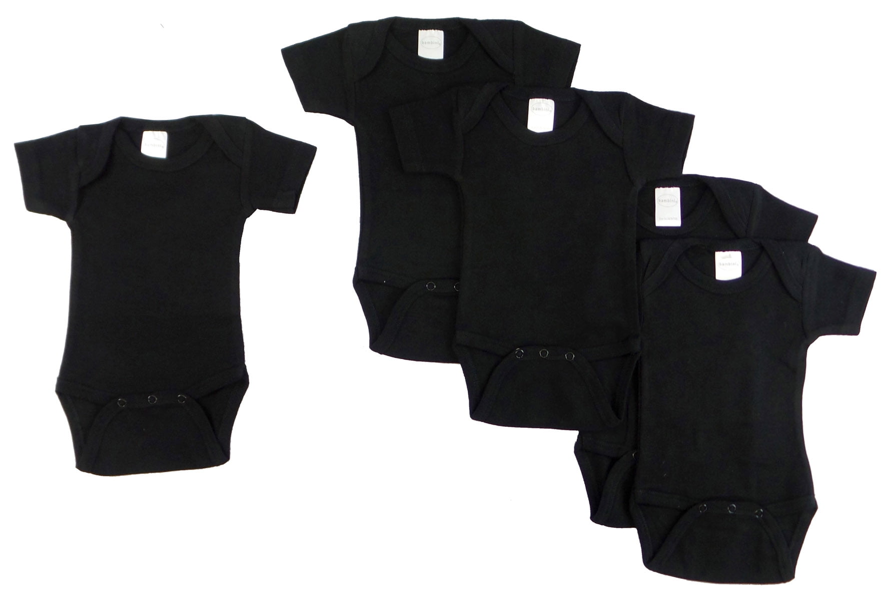 333504 Baby Jay 100% Cotton Black Short Sleeve Snap One-Piece Bodysuit 