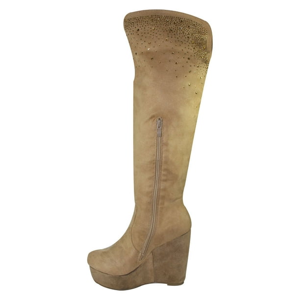 BOTA ALTA LEON MUJER BEIGE GAMUZA 2811 LEON 2811 Walmart en línea